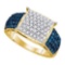 10K Yellow-gold 1.00CTW BLUE DIAMOND FASHION RING