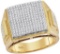 10kt Yellow Gold Mens Round Prong-set Diamond Triple Square Cluster Ring 1-1/3 Cttw