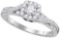 10k White Gold Round Natural Diamond Solitaire Bridal Wedding Engagement Ring Band Set 1/2 Cttw.