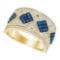 10KT Yellow Gold 0.65CTW BLUE DIAMOND MICRO-PAVE RING