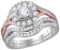14kt White Gold Womens Round Natural Diamond Bridal Wedding Engagement Ring Band Set 1.00 Cttw