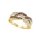 10kt Yellow Gold Womens Round Cognac-brown Colored Diamond Crossover Fashion Band Ring 1/3 Cttw