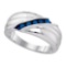 925 Sterling Silver White 0.33CTW-BLUE DIAMOND MENS RING