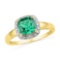 10kt Yellow Gold Womens Princess Lab-Created Emerald Solitaire Diamond Fashion Ring 1 & 3/4 Cttw