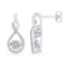 Womens 10K White Gold Flower Cluster Real Diamond Infinity Stud Earrings 1/3 CT
