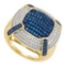 10KT Yellow Gold 0.75CTW BLUE DIAMOND MICRO-PAVE RING