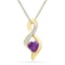 10kt Yellow Gold Womens Lab-Created Amethyst Heart Solitaire Infinity Pendant 1/20 Cttw