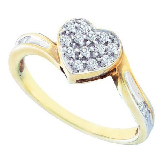 925 Sterling Silver Yellow 0.13CT DIAMOND SILVER HEART RING
