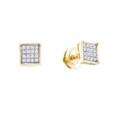 925 Sterling Silver Yellow 0.25CTW DIAMOND MICRO PAVE EARRINGS