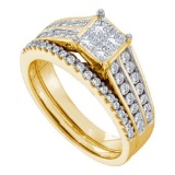 14K Yellow-gold 1.00CT DIAMOND INVISIBLE BRIDAL SET