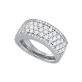 14kt White Gold Womens Round Natural Diamond Fashion Band Ring 1 & 5/8 Cttw