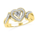 10K Yellow-gold 0.10CTW DIAMOND HEART RING
