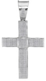 10kt White Gold Mens Round Diamond Roman Cross Religious Charm Pendant 1-5/8 Cttw