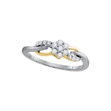 10kt White Gold Womens Round Diamond Flower Cluster Infinity Ring 1/4 Cttw