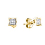 925 Sterling Silver Yellow 0.03CT DIAMOND MICRO PAVE EARRING
