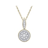 10kt Yellow Gold Womens Round Natural Diamond Cluster Fashion Pendant 1/3 Cttw