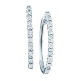 10KT White Gold 0.05CTW DIAMOND MICRO PAVE FASHION HOOPS