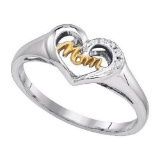 925 Sterling Silver White 0.02CTW DIAMOND MOM RING