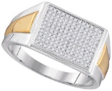 10KT White Gold Two Tone 0.30CTW DIAMOND MICRO-PAVE RING