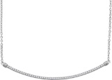 10kt White Gold Womens Round Natural Diamond Curved Slender Bar Fashion Pendant Necklace 1/4 Cttw