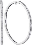 10KT White Gold 0.33CTW RED DIAMOND FASHION HOOPS
