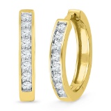 10K Yellow-gold 0.50CTW DIAMOND HOOPS EARRING