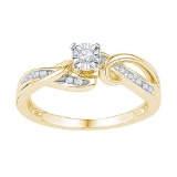 10kt Yellow Gold Womens Round Diamond Solitaire Bridal Wedding Engagement Ring 1/8 Cttw