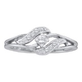 10KT White Gold 0.15CTW DIAMOND LADIES CLUSTER BRIDAL RING WITH 0.09CT ROUND CENTER