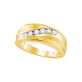 10kt Yellow Gold Mens Round Natural Diamond Band Wedding Anniversary Ring 1/3 Cttw