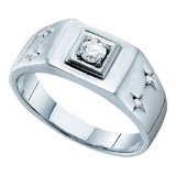 14KT White Gold 0.25CTW DIAMOND MENS CLUSTER BAND WITH 0.20CT ROUND CENTER