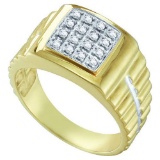 10K Yellow-gold 0.25CTW DIAMOND MENS CLUSTER RING