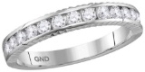 14kt White Gold Womens Round Natural Diamond Band Wedding Anniversary Ring 1/2 Cttw