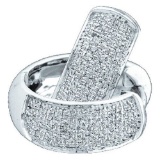 14KT White Gold 0.50CTW DIAMOND MICRO PAVE HOOPS EARRINGS