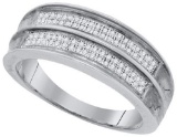 925 Sterling Silver White 0.22CT DIAMOND MICRO-PAVE MENS BAND