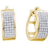 925 Sterling Silver Yellow 0.25CT DIAMOND MICRO PAVE HOOPS