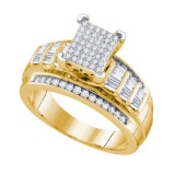 925 Sterling Silver Yellow 0.66CTW DIAMOND LADIES MICRO PAVE RING