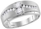 10kt White Gold Mens Round Natural Diamond Band Wedding Anniversary Ring 5/8 Cttw