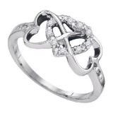 925 Sterling Silver White 0.10CTW DIAMOND HEART RING