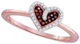10KT Rose Gold 0.10CTW RED DIAMOND MICRO-PAVE RING
