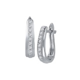 10kt White Gold Womens Round Natural Diamond Hoop Fashion Earrings 1/4 Cttw