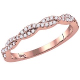 10kt Rose Gold Womens Round Diamond Interwoven Stackable Band Ring 1/4 Cttw