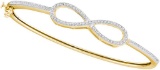 10kt White Gold Womens Round Natural Diamond Infinity Love Bangle Fashion Bracelet 1/3 Cttw