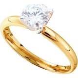 14KT Yellow Gold 1.00CTW ROUND DIAMOND RING (EXECELLENT)