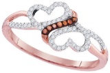 10KT Rose Gold 0.15CTW-Diamond MICRO-PAVE HEART RING