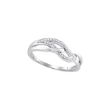 10kt White Gold Womens Round Diamond Woven Strand Band Ring 1/10 Cttw