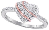 10KT White Gold Two Tone 0.15CTW DIAMOND MICRO-PAVE HEART RING