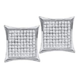 14KT White Gold 0.10CTW DIAMOND MICRO PAVE EARRINGS