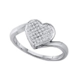 10KT White Gold 0.10CT DIAMOND HEART RING