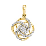 10kt Yellow Gold Womens Round Natural Diamond Cluster Fashion Pendant 1/10 Cttw