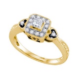 14K Yellow-gold 0.33CTW DIAMOND 0.20CT CENTER PRINCESS BRIDAL RING